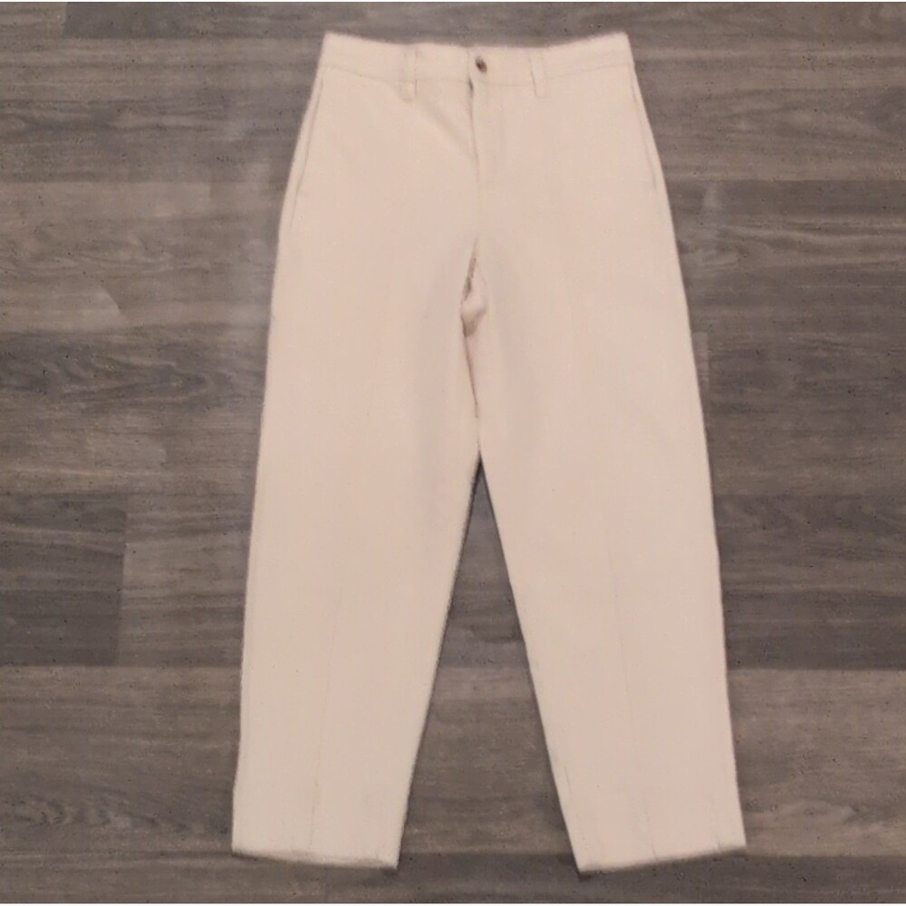 J.Crew Women's Cream Denim Pants Cotton Ankle Crop Pockets High-Rise